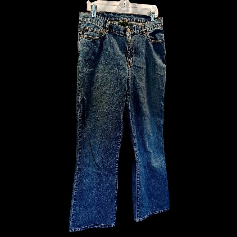 Lauren Jeans Ralph Boot Blue Classic Wide Leg Denim Streetwear Womens Sz 12